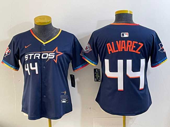 Womens Houston Astros #44 Yordan Alvarez Navy 2025 City Connect With Texas Patch Limited Stitched Jersey